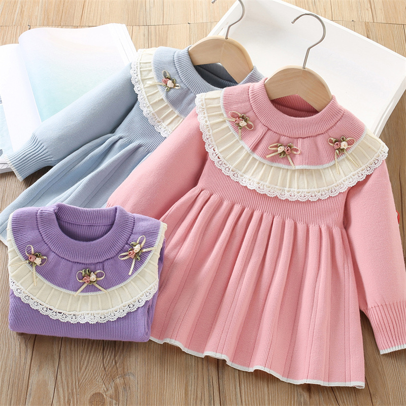 Baby Clothing Jumpers - Vestido de punto para niñas, suéter