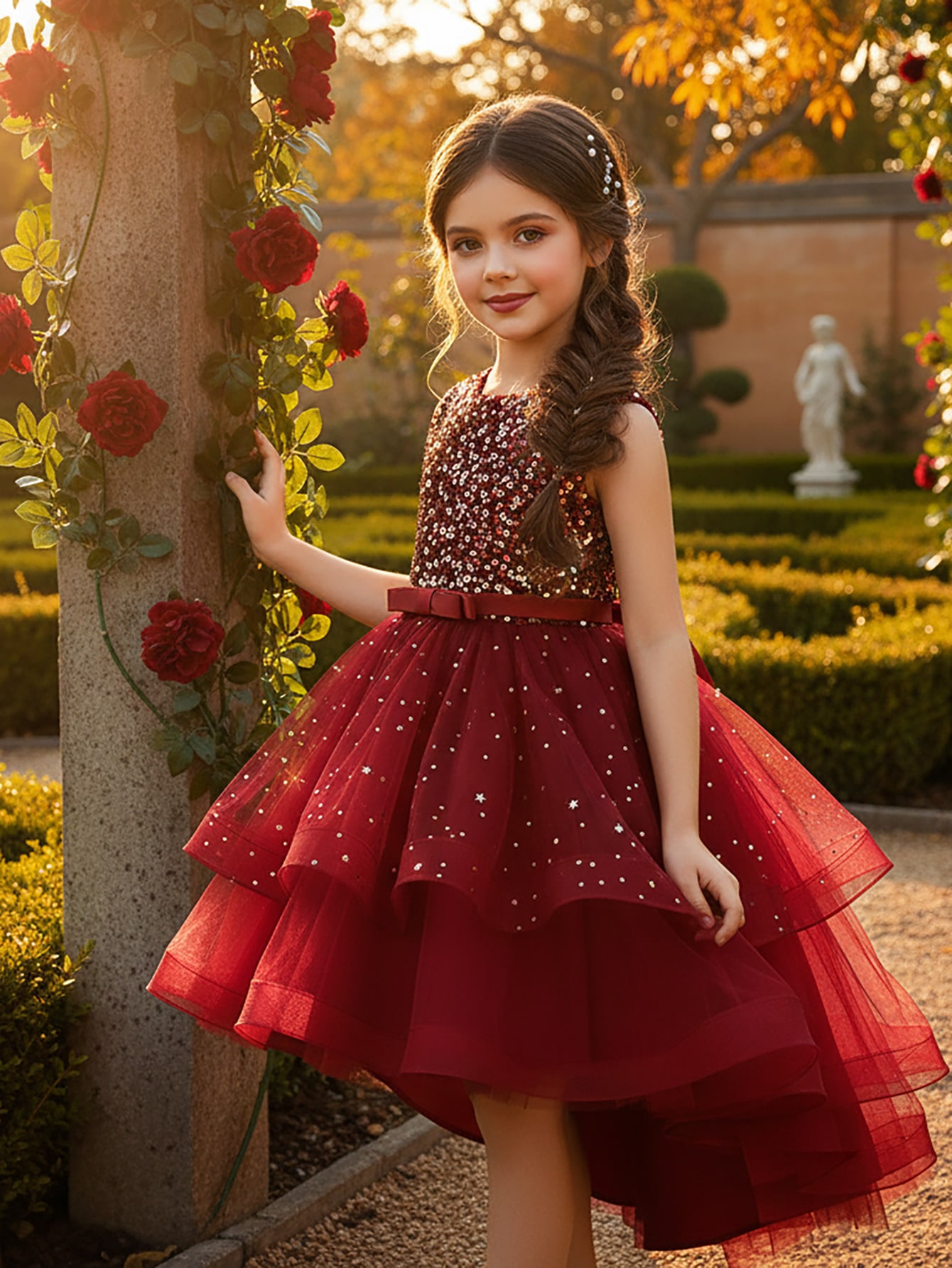 Baby Clothing Girls - Vestido de Princesa con Lentejuelas Florales